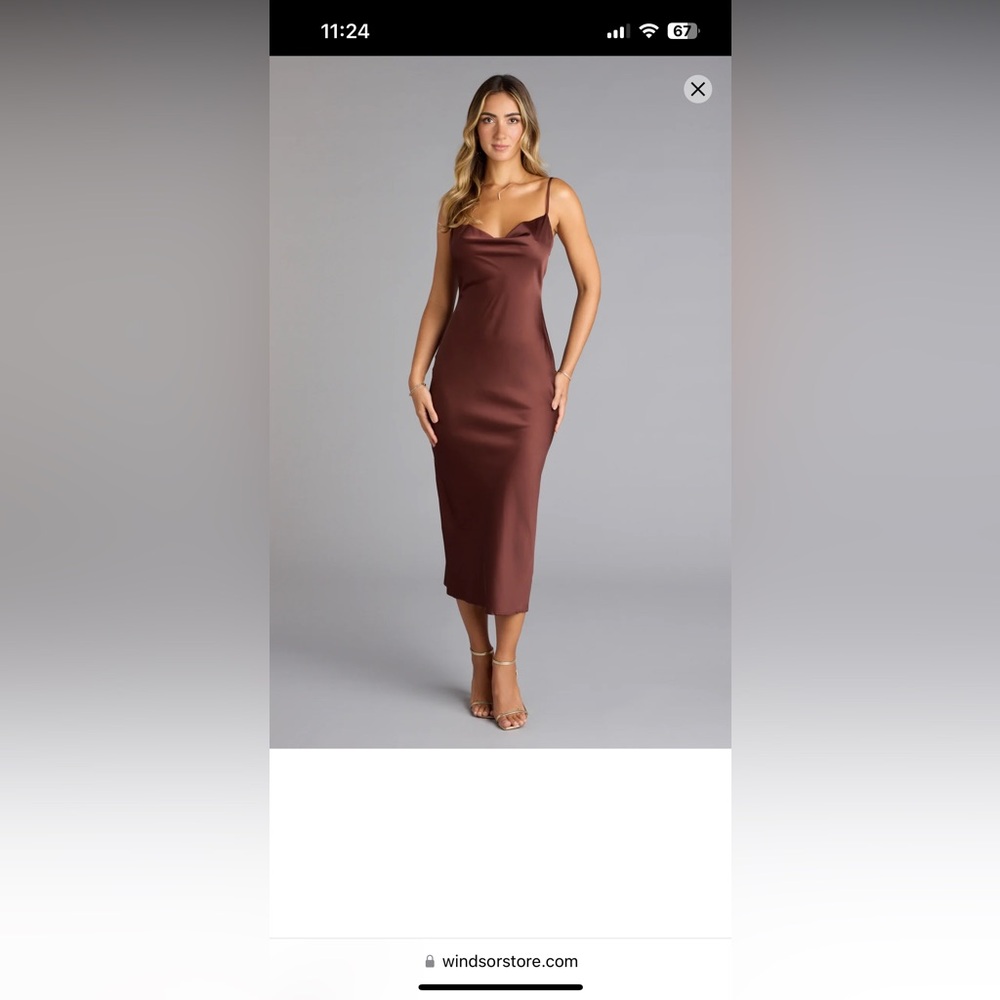 Windsor Chocolate Brown Midi Dress